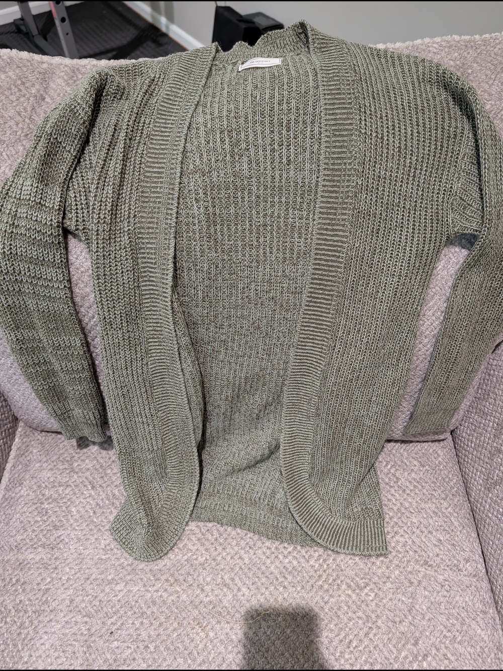 No Comment Olive Green Open-Front Knit Cardigan